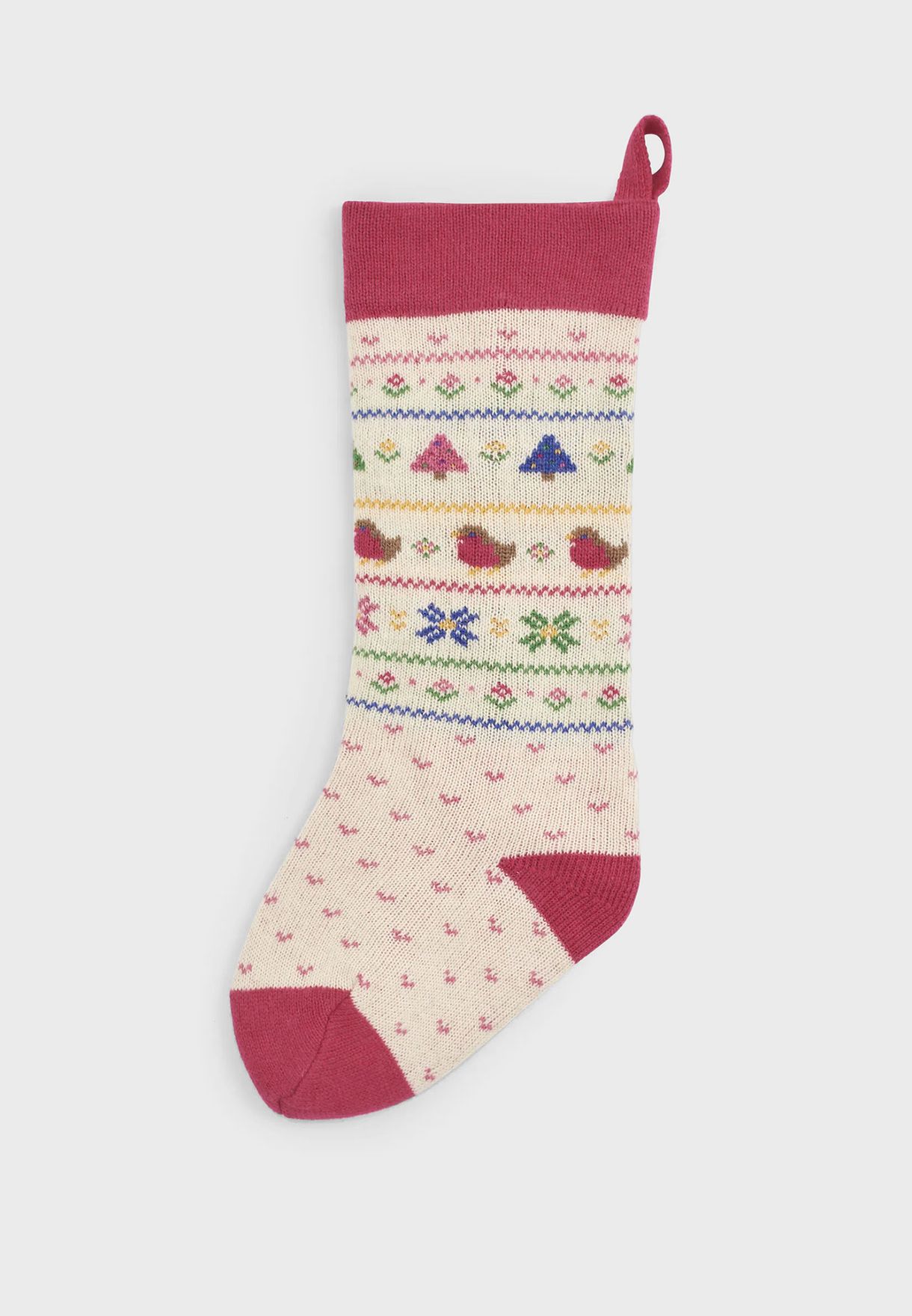 Bright Fair Isle Knitted Stocking