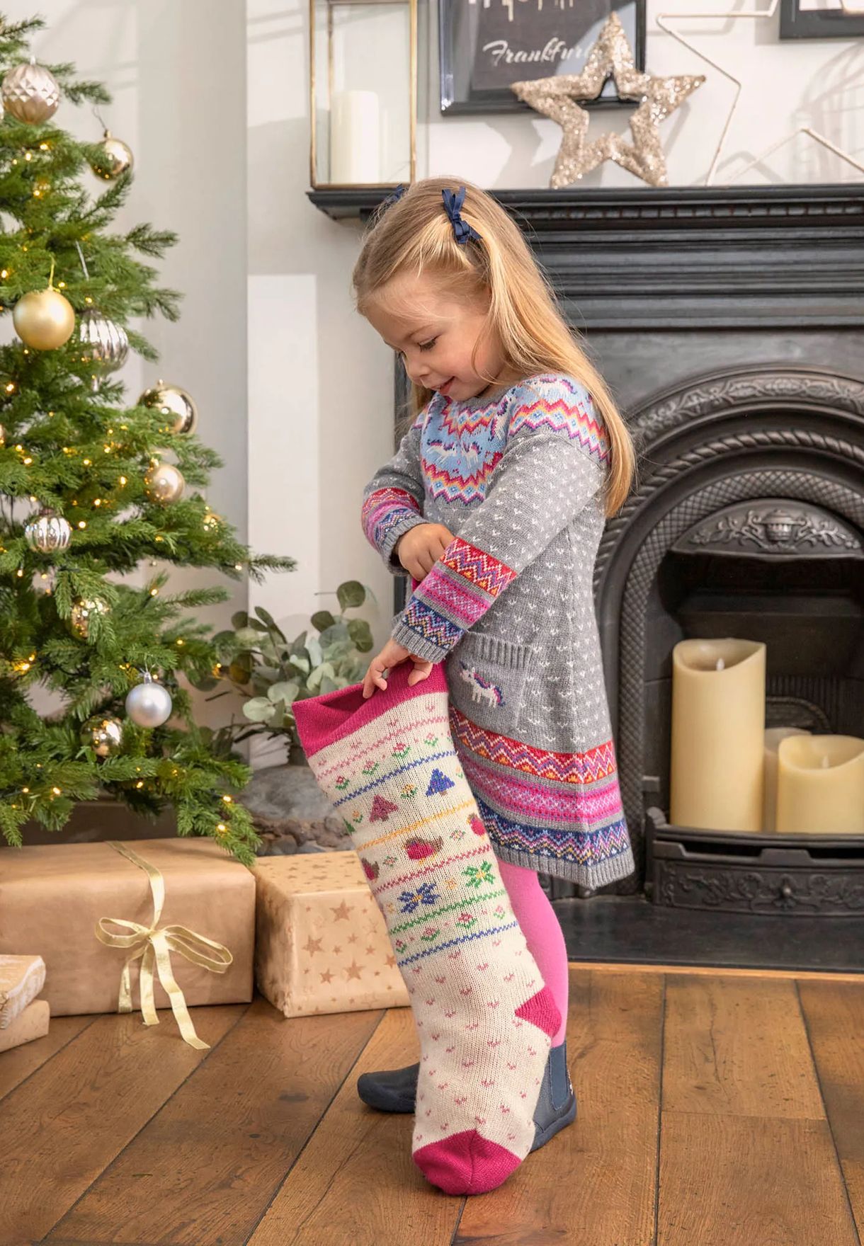 Bright Fair Isle Knitted Stocking