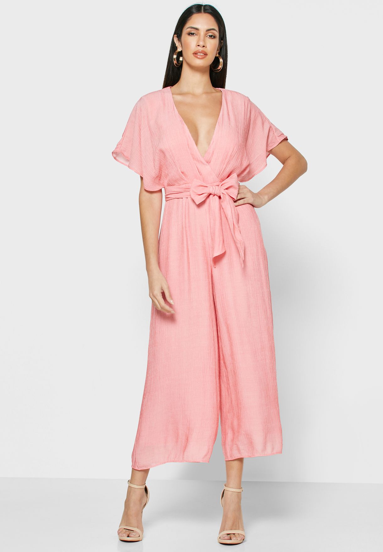 pink plunge jumpsuit