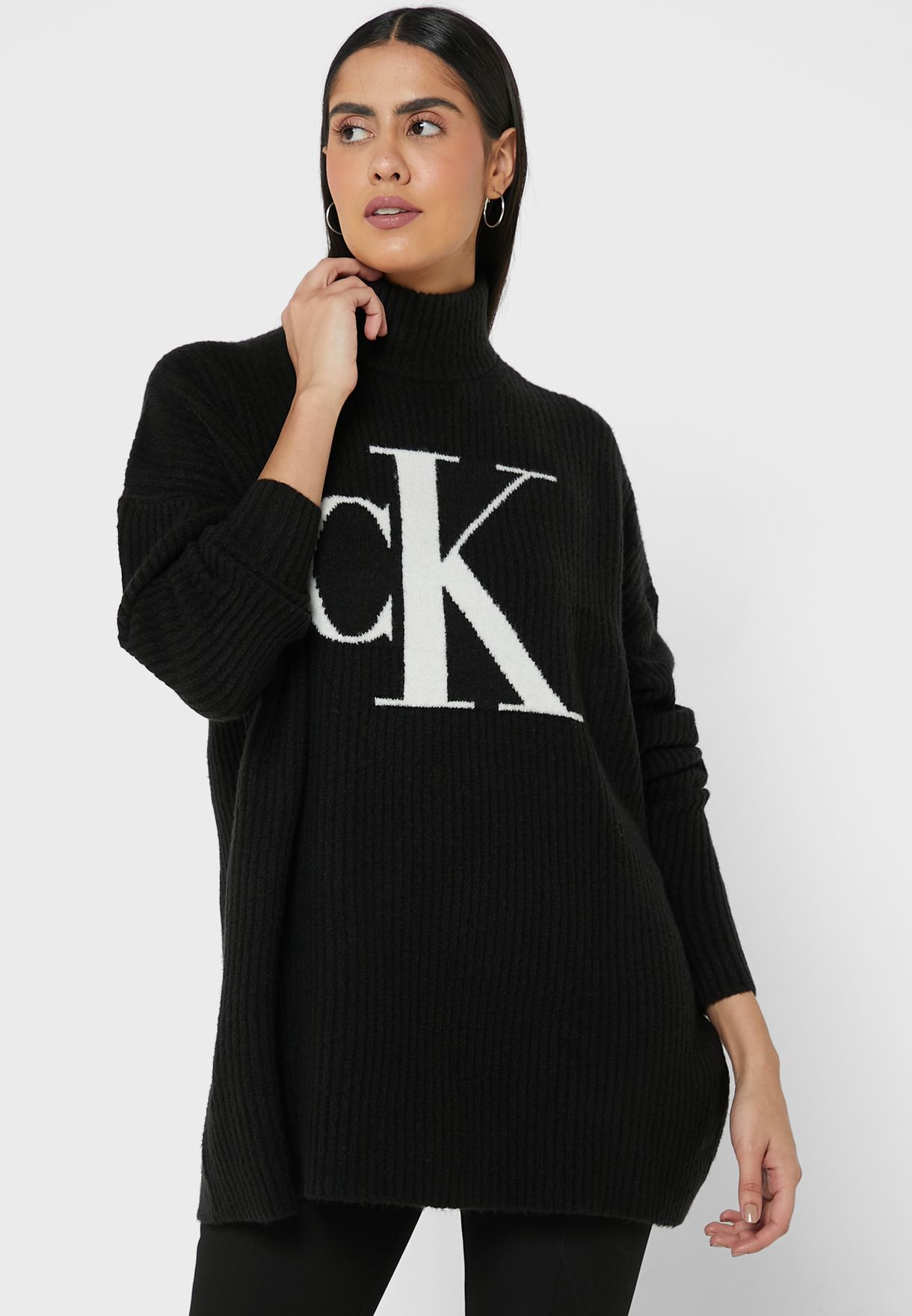 Buy Calvin Klein Jeans black Oversized Logo Sweater for Women in MENA,  Worldwide