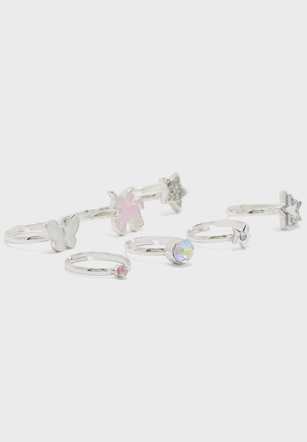 Kids 7 Pack Unicorn Rings