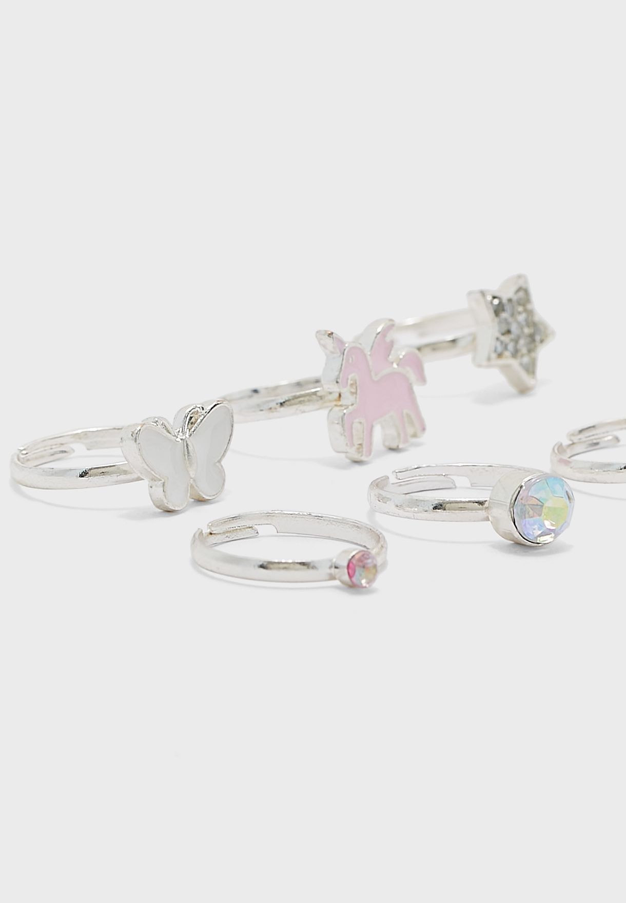 Kids 7 Pack Unicorn Rings