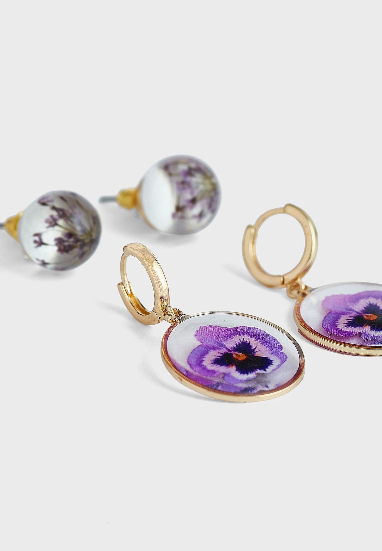 4 Pack Mixed Flower Earrings