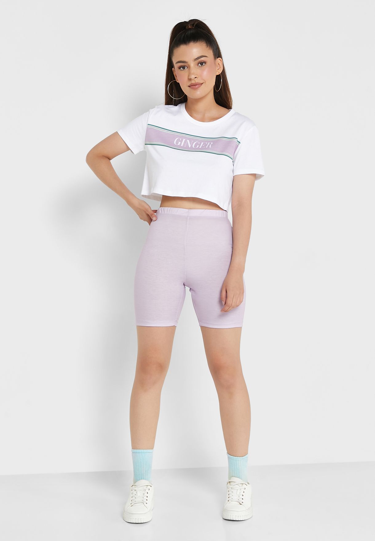 Graphic Cropped Tee & Shorts Set