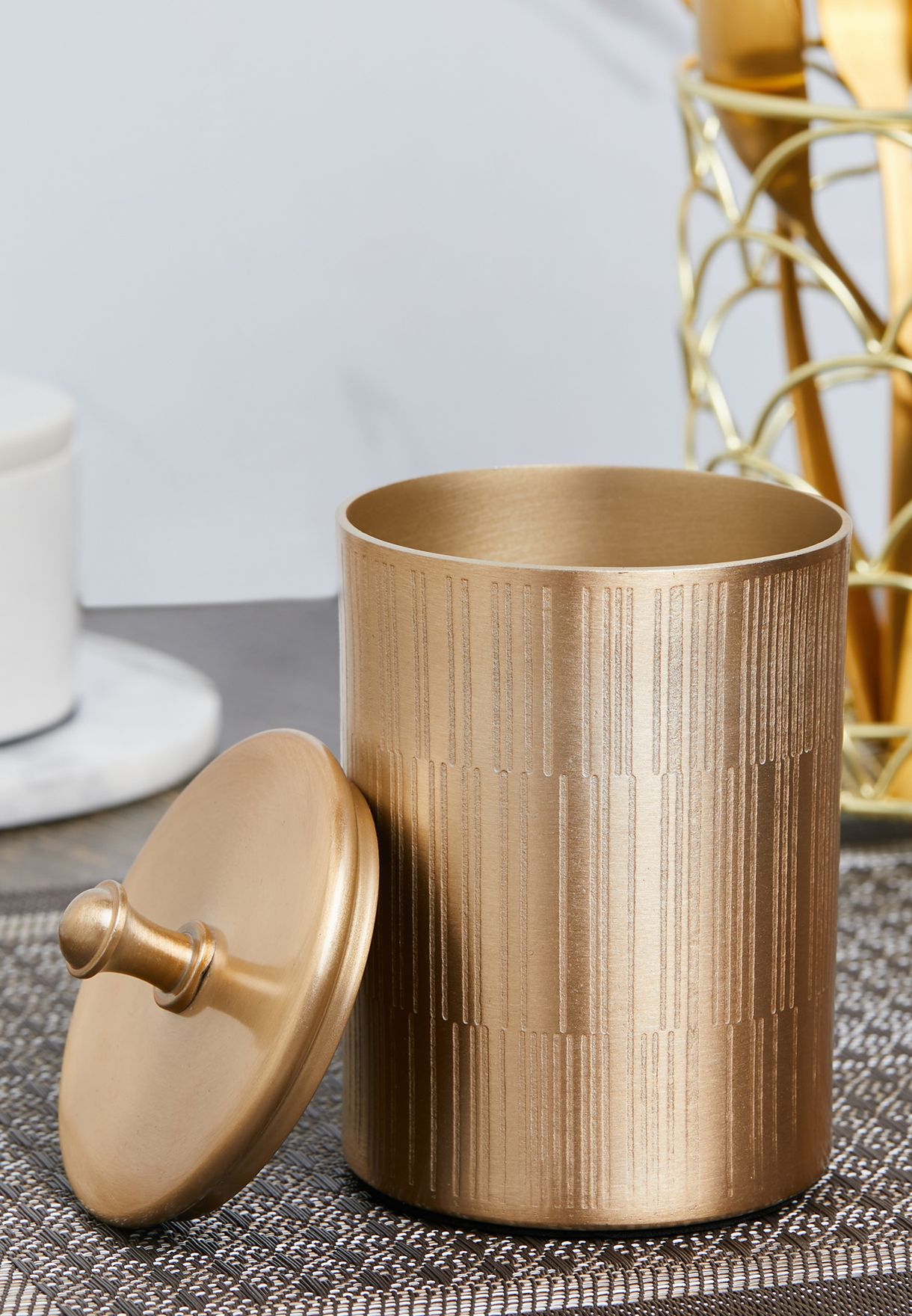 Allegra Champagne Gold Canister With Lid