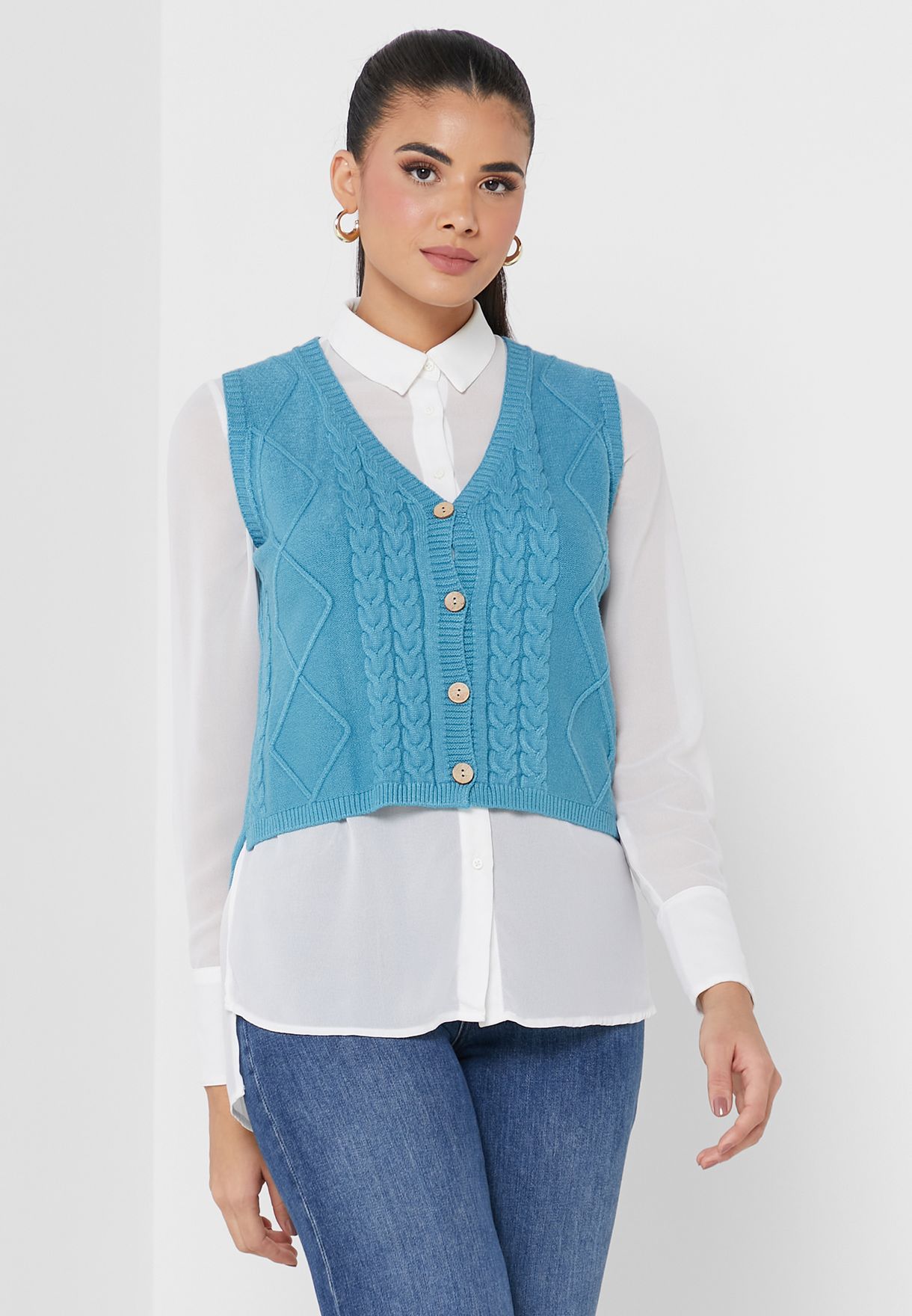 Solid Buttoned Vest