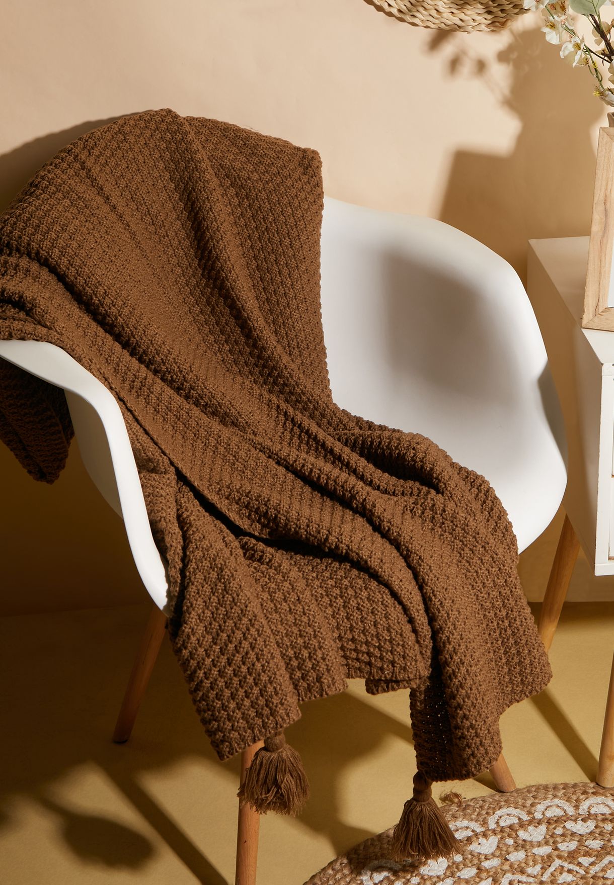 Brown Knitted Blanket 130 X 170Cm
