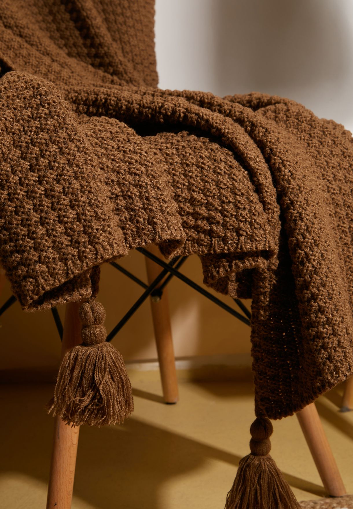 Brown Knitted Blanket 130 X 170Cm