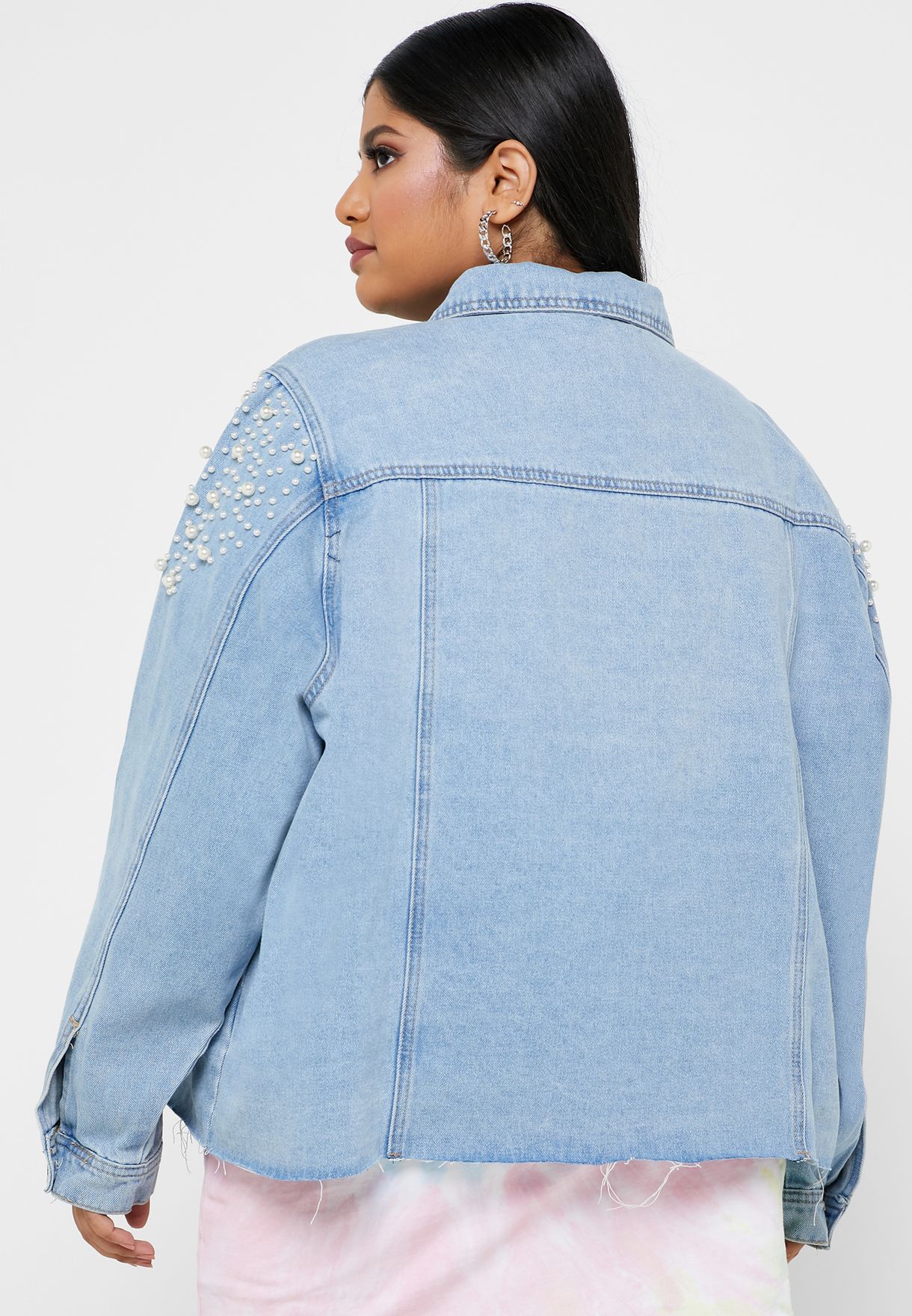 Buy Simply Be blue Embellished Denim Jacket for Women in MENA, Worldwide
