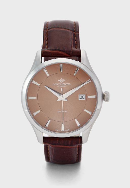 Leather Strap Analog Watch