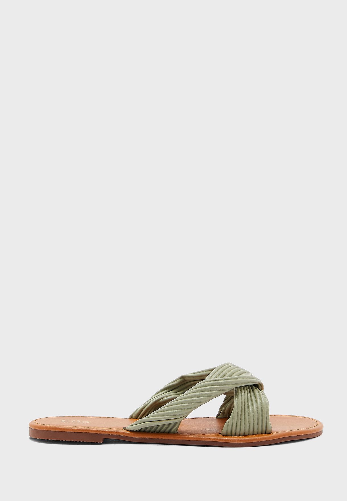 Ribbed Twisted Flat Sandal