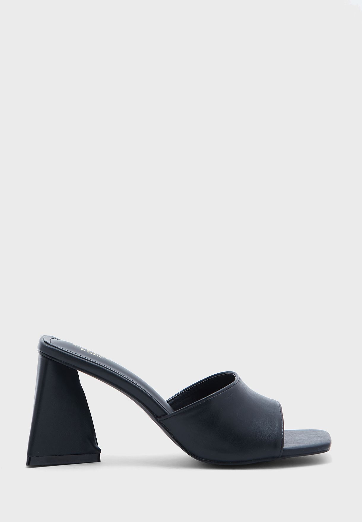 Buy Ella black Chunky Flared Heel Mule Sandal for Women in Dubai, Abu Dhabi