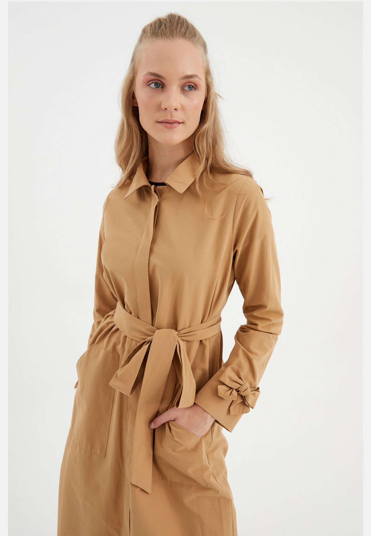 Belted Button Down Coat