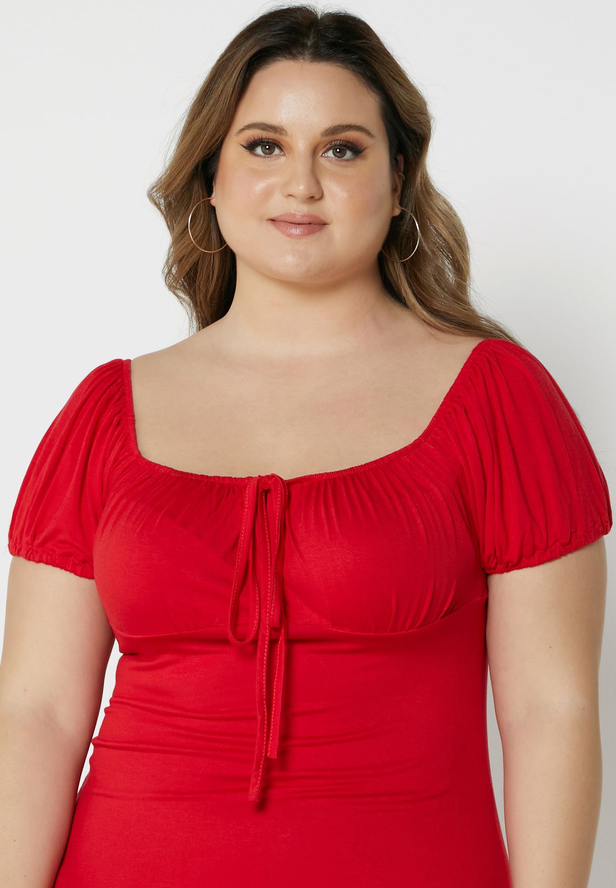 Buy I Saw It First Curve Red Red Plus Size Jersey Tie Front Milkmaid 1663