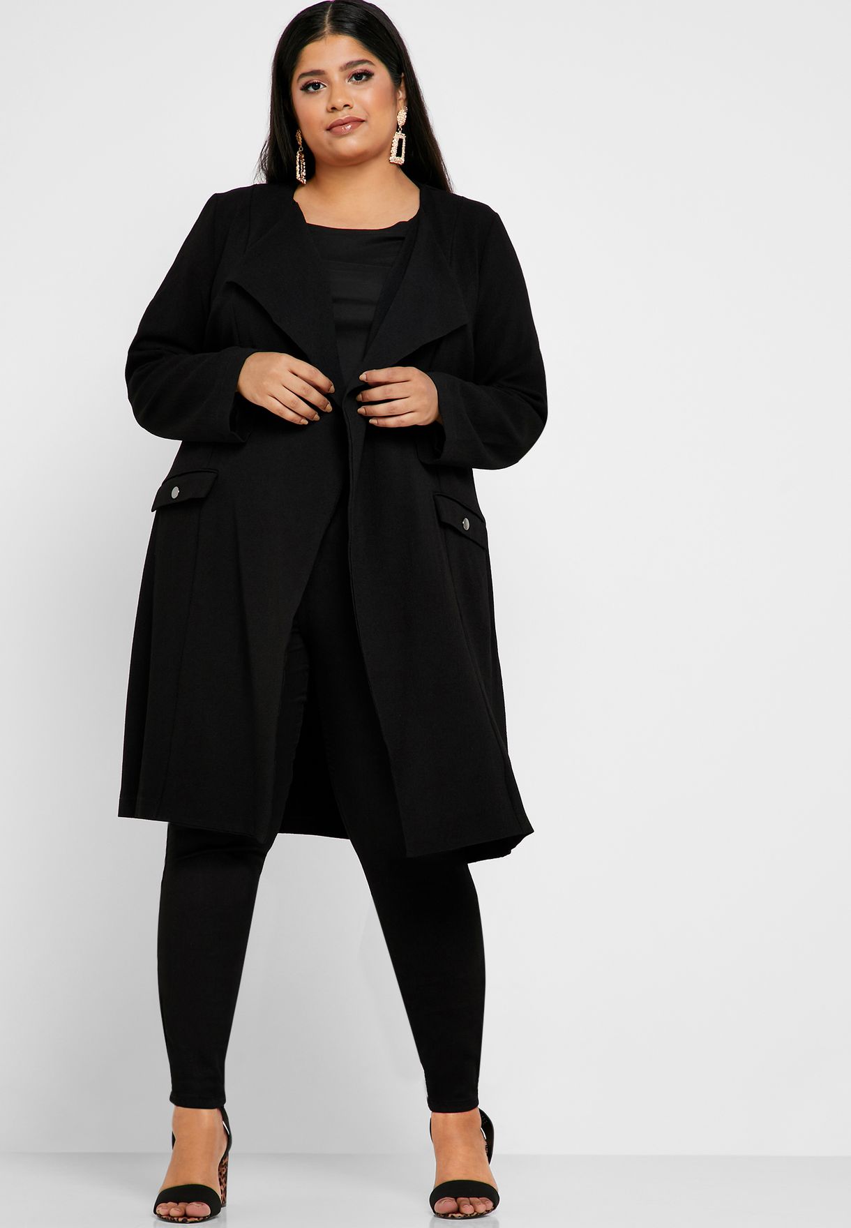 Buy Evans black Longline Roll Sleeve Jacket for Women in MENA, Worldwide