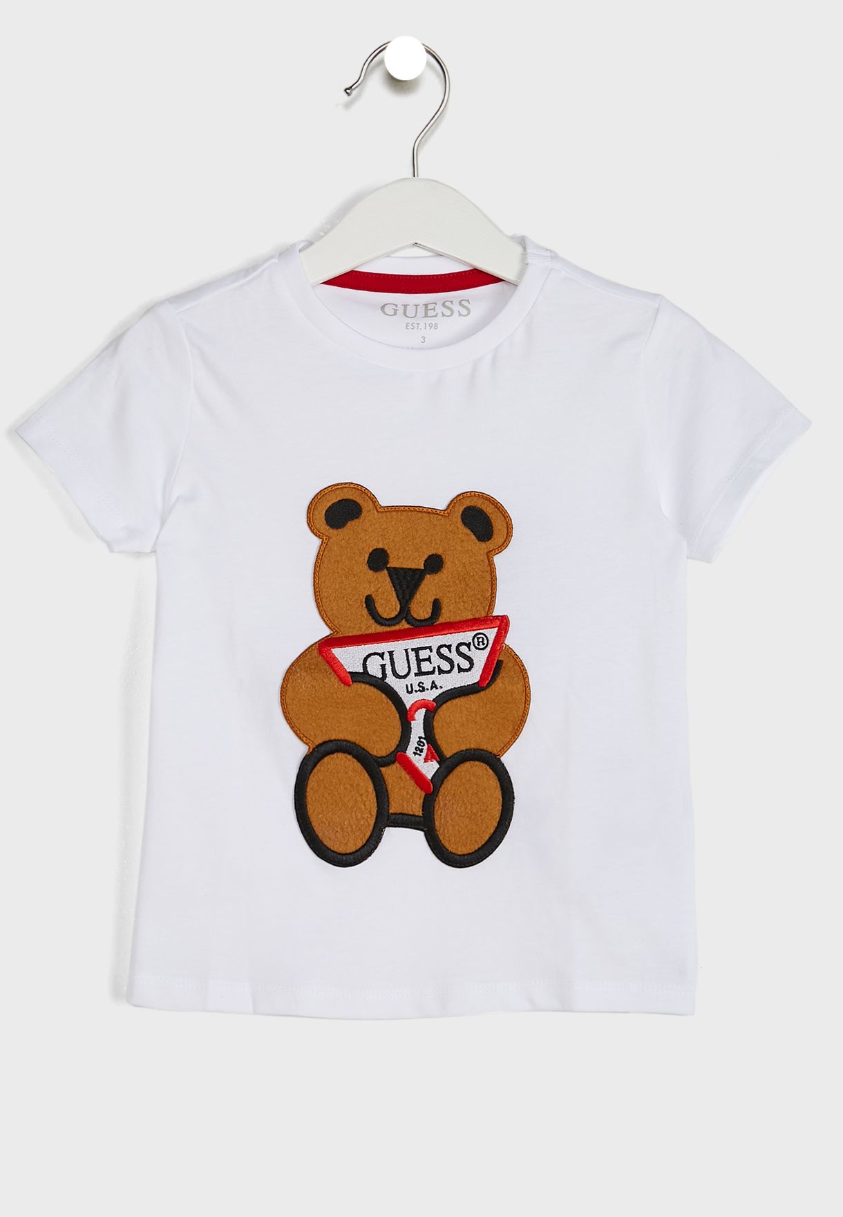 Buy Guess white Kids Graphic T-Shirt for Kids in Dubai, Abu Dhabi