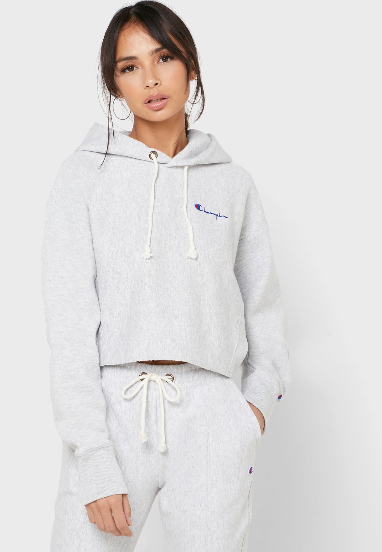 white champion hoodie cropped