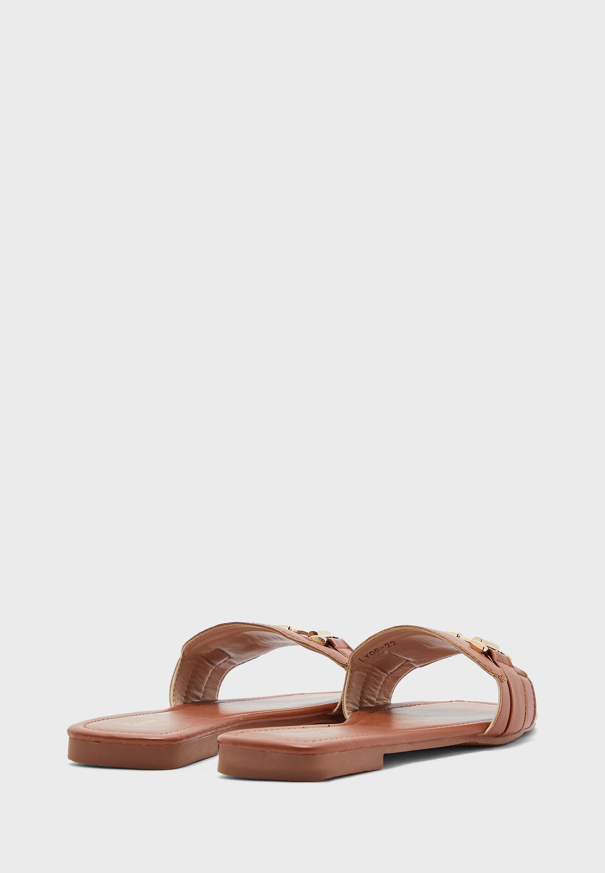 Square Toe Tbar Detail Flat Sandal