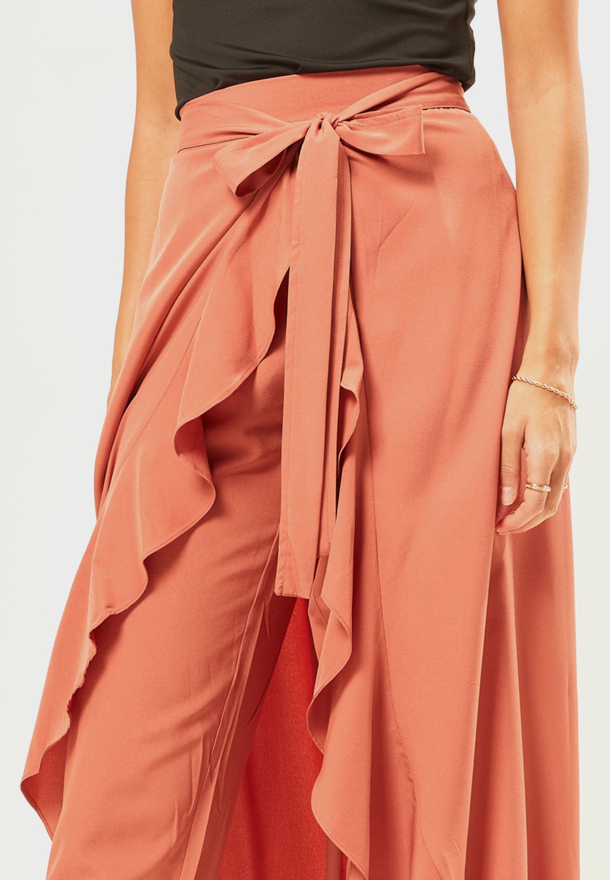 Bow Ruffle Detail Maxi Skirt