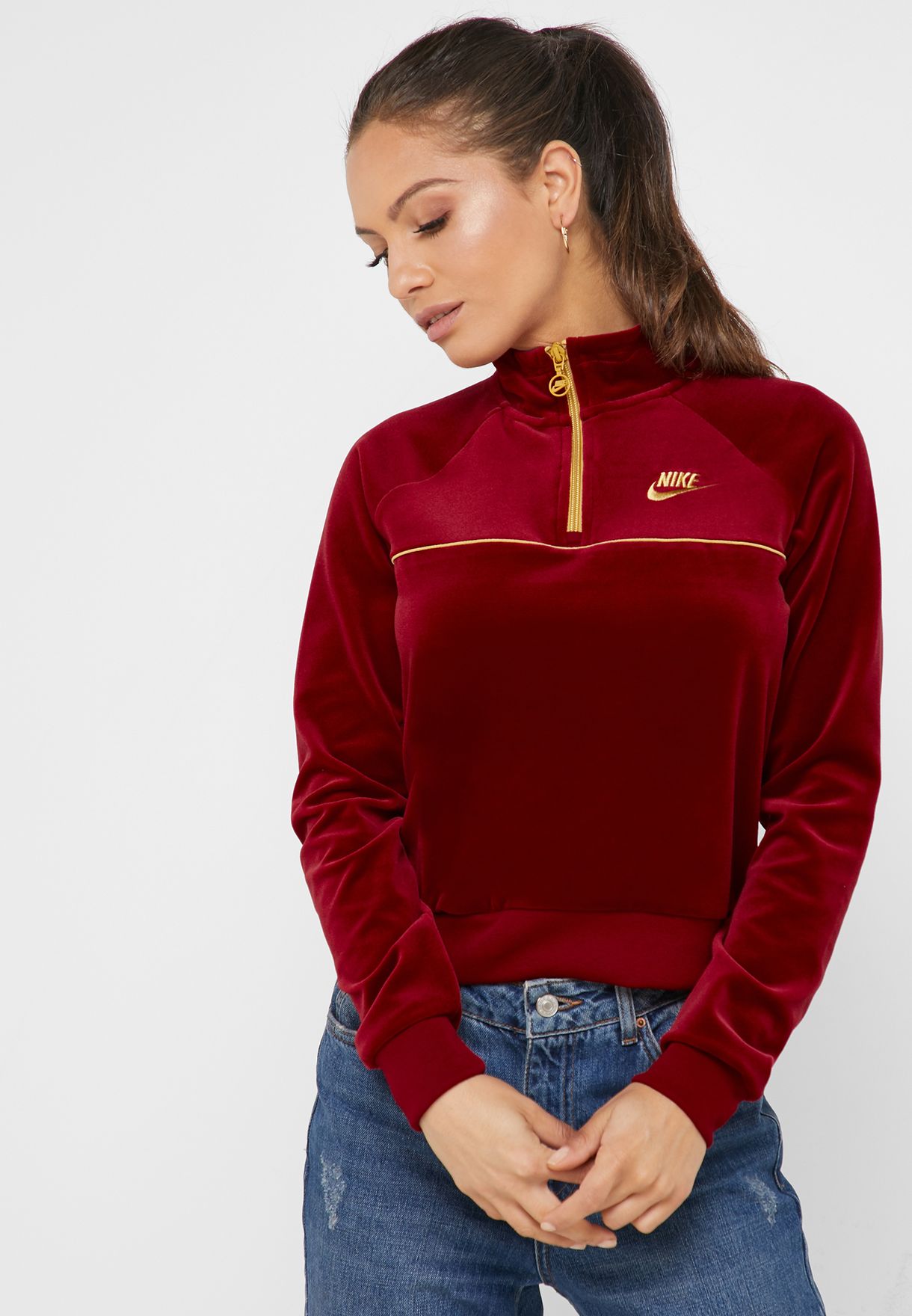 Buy Nike red NSW Velour Sweatshirt for 