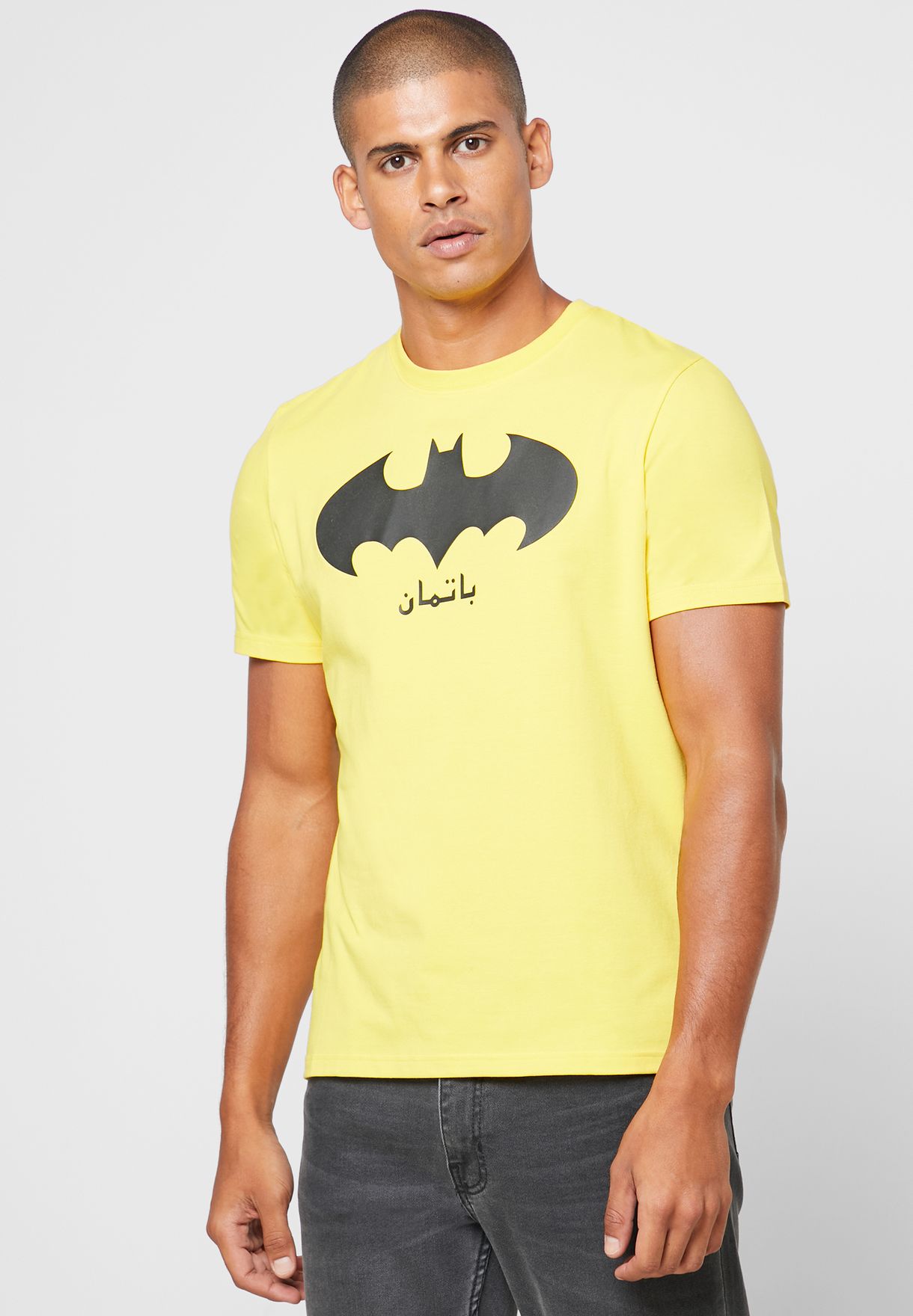 Buy SP Characters yellow Batman Logo Crew Neck T-Shirt for Men in Dubai,  Abu Dhabi