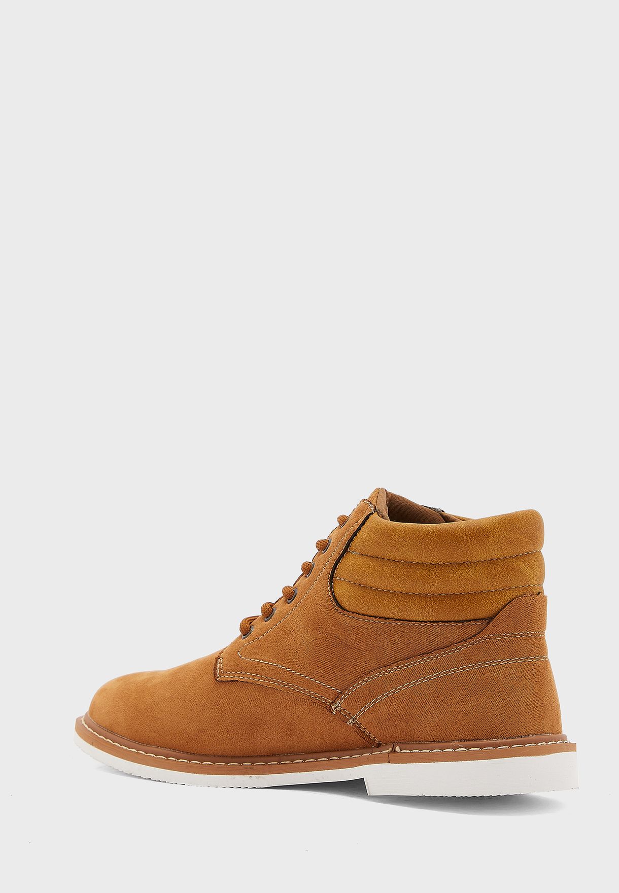 Webbing Detail Casual Faux Suede Boots