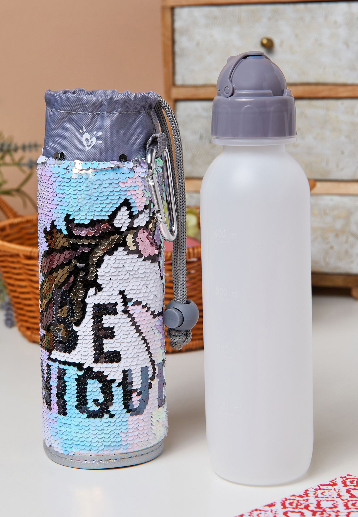 Justice Pastel Flip Sequin Sleeved Water Bottle New with Tags 