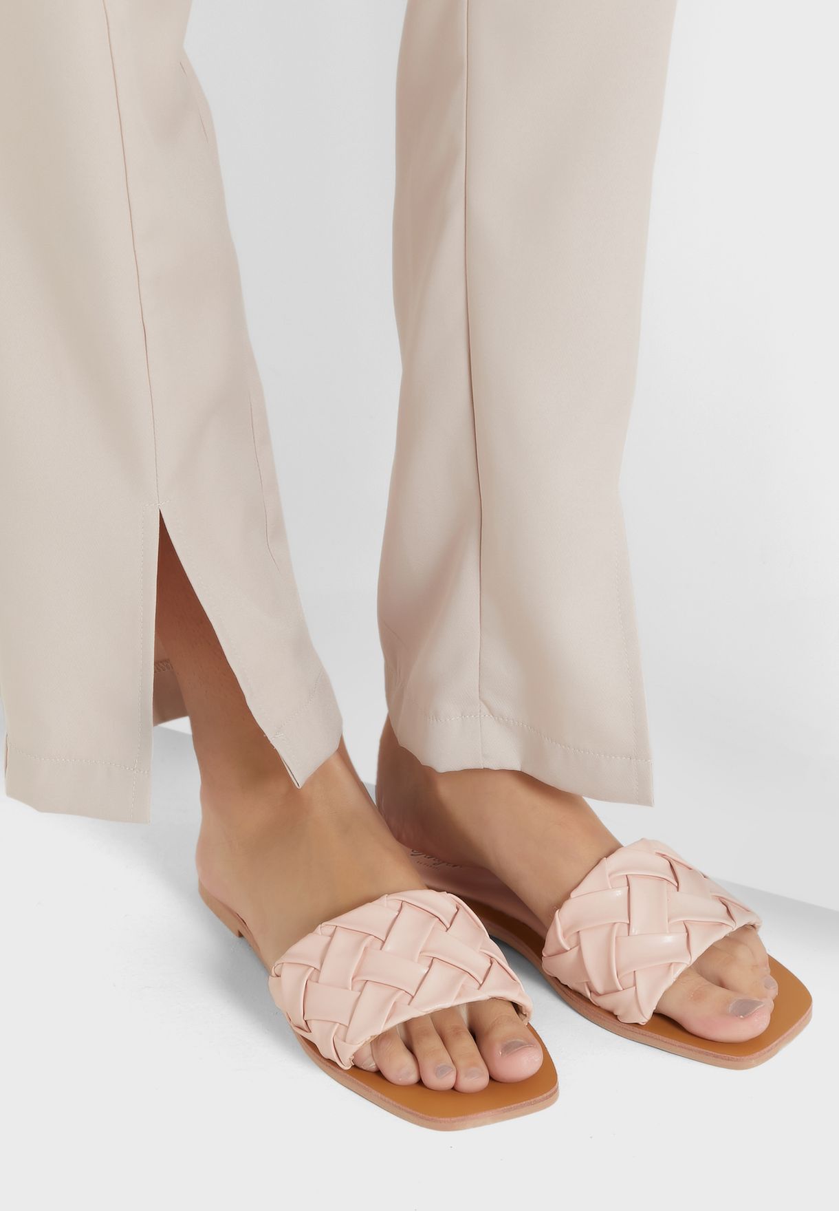 Weaved Coloured Patch Flat Sandal