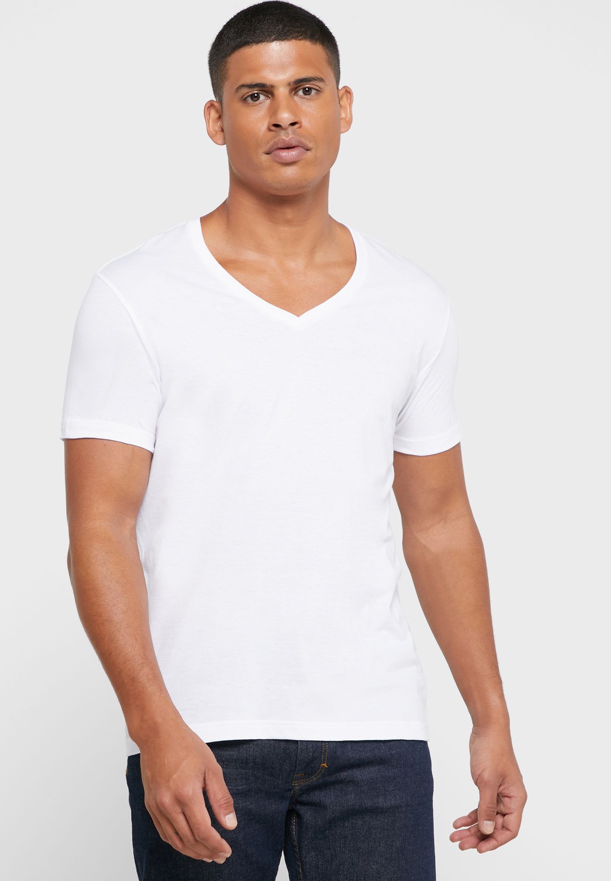 Buy Muji white 2 Pack Essential V-Neck T-Shirt for Men in Manama, Riffa