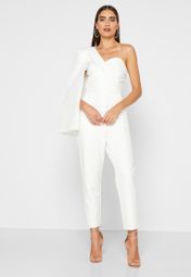 lavish alice one shoulder cape jumpsuit