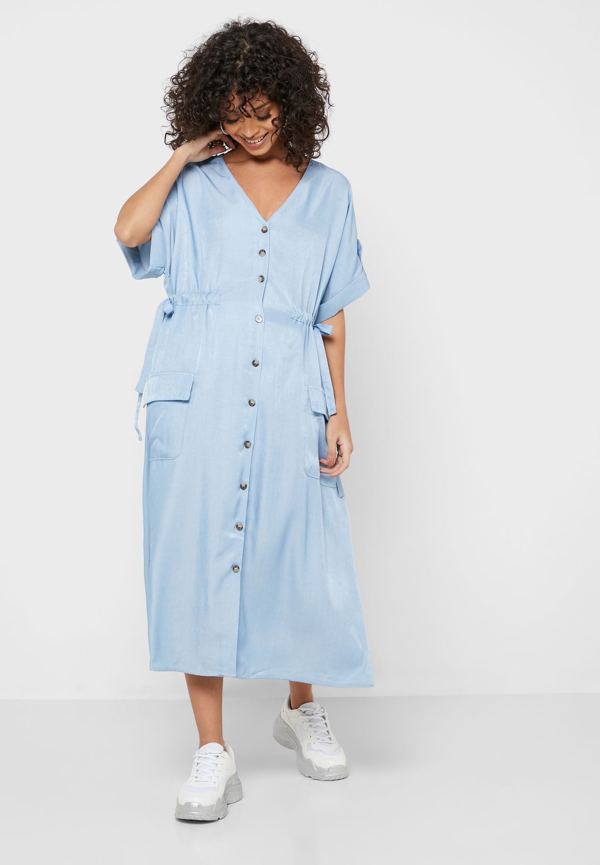 side button down dress