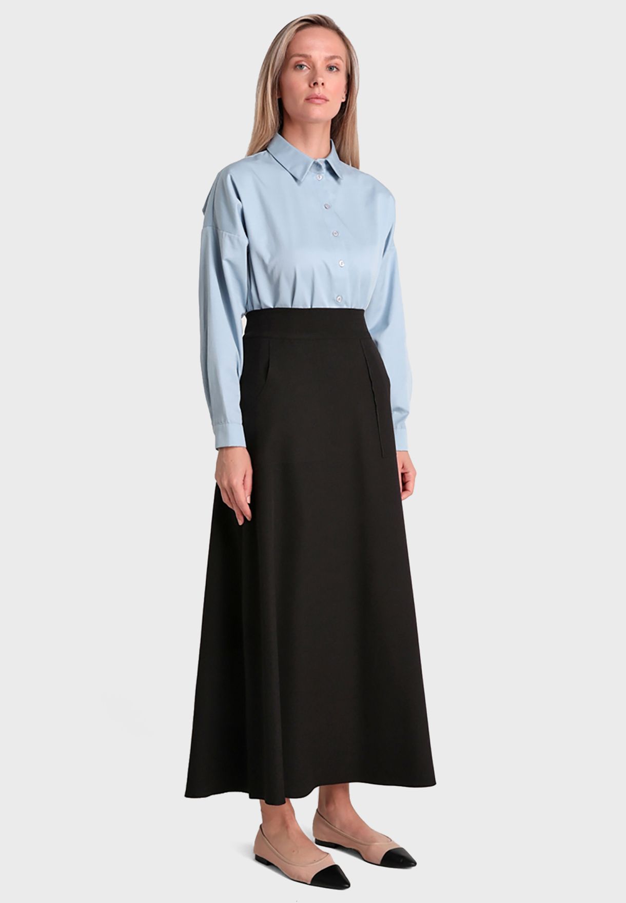 Buy Refka By Modanisa black Pleated Maxi Skirt for Women in MENA, Worldwide