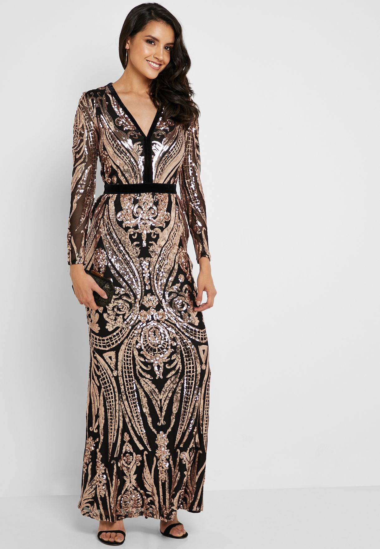quiz embellished fishtail maxi dress