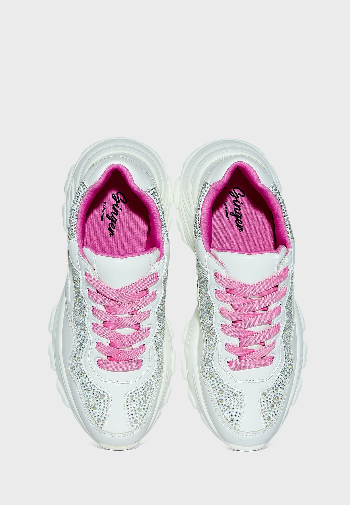 Diamante And Colour Lace Sneakers