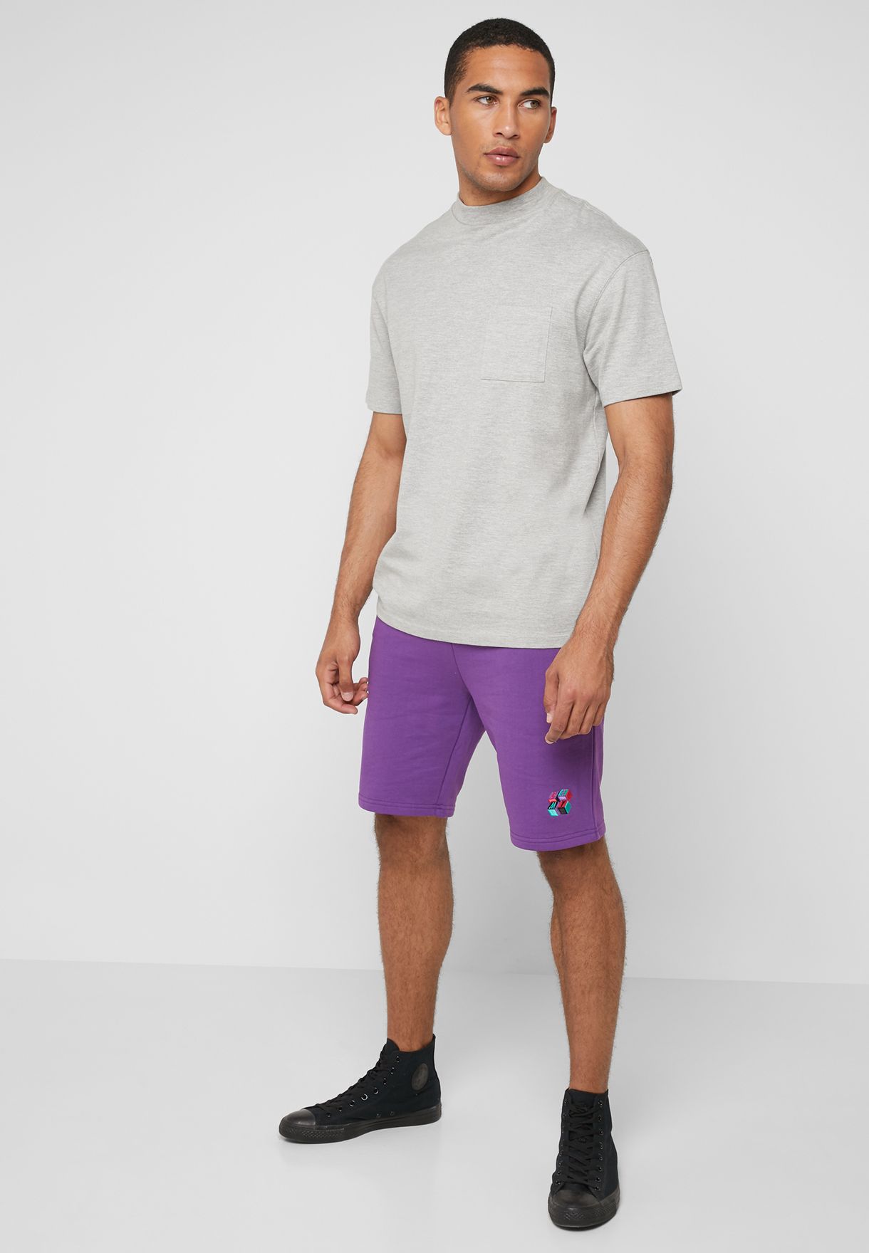 mens purple sweat shorts