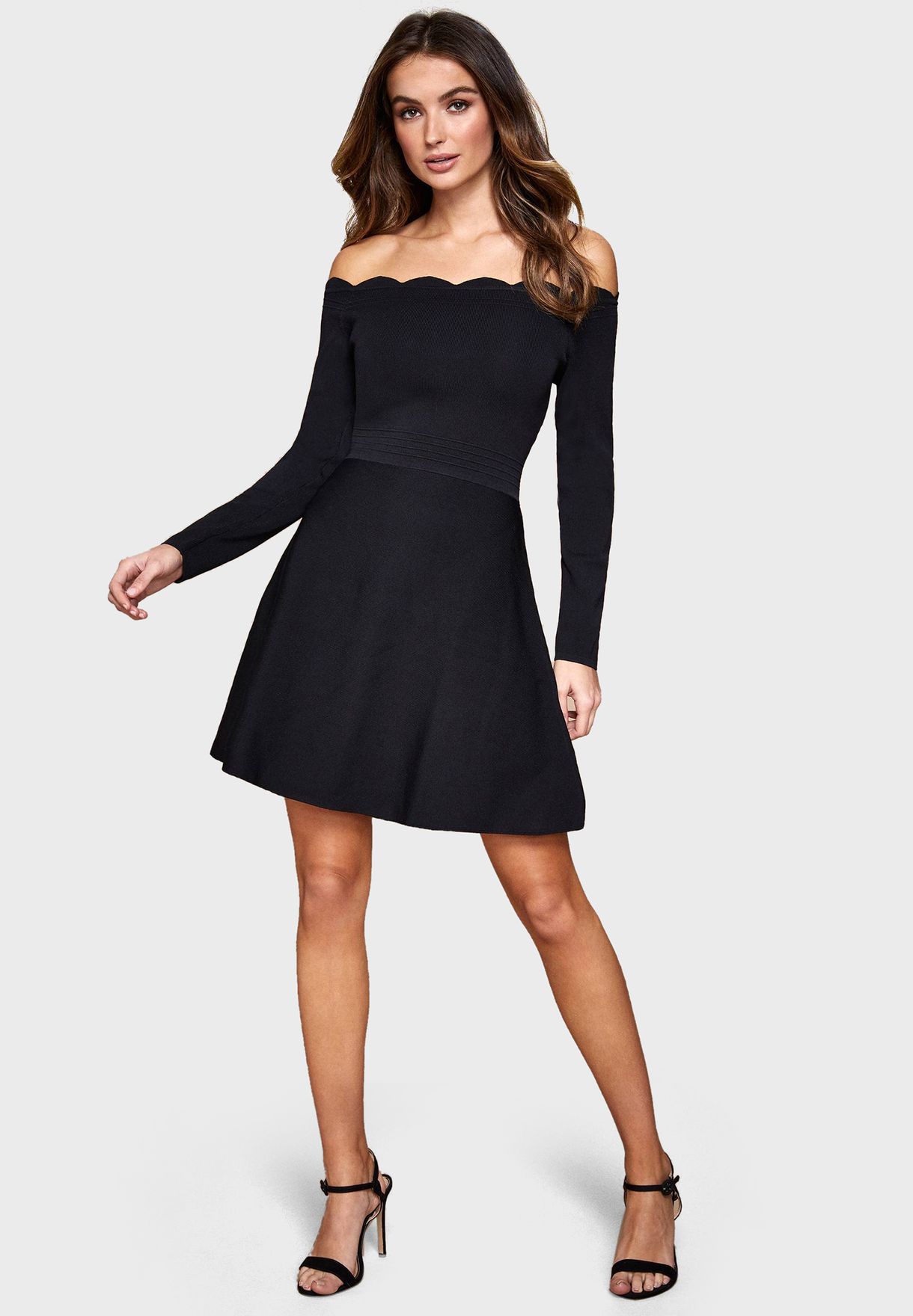 lipsy scallop bardot dress