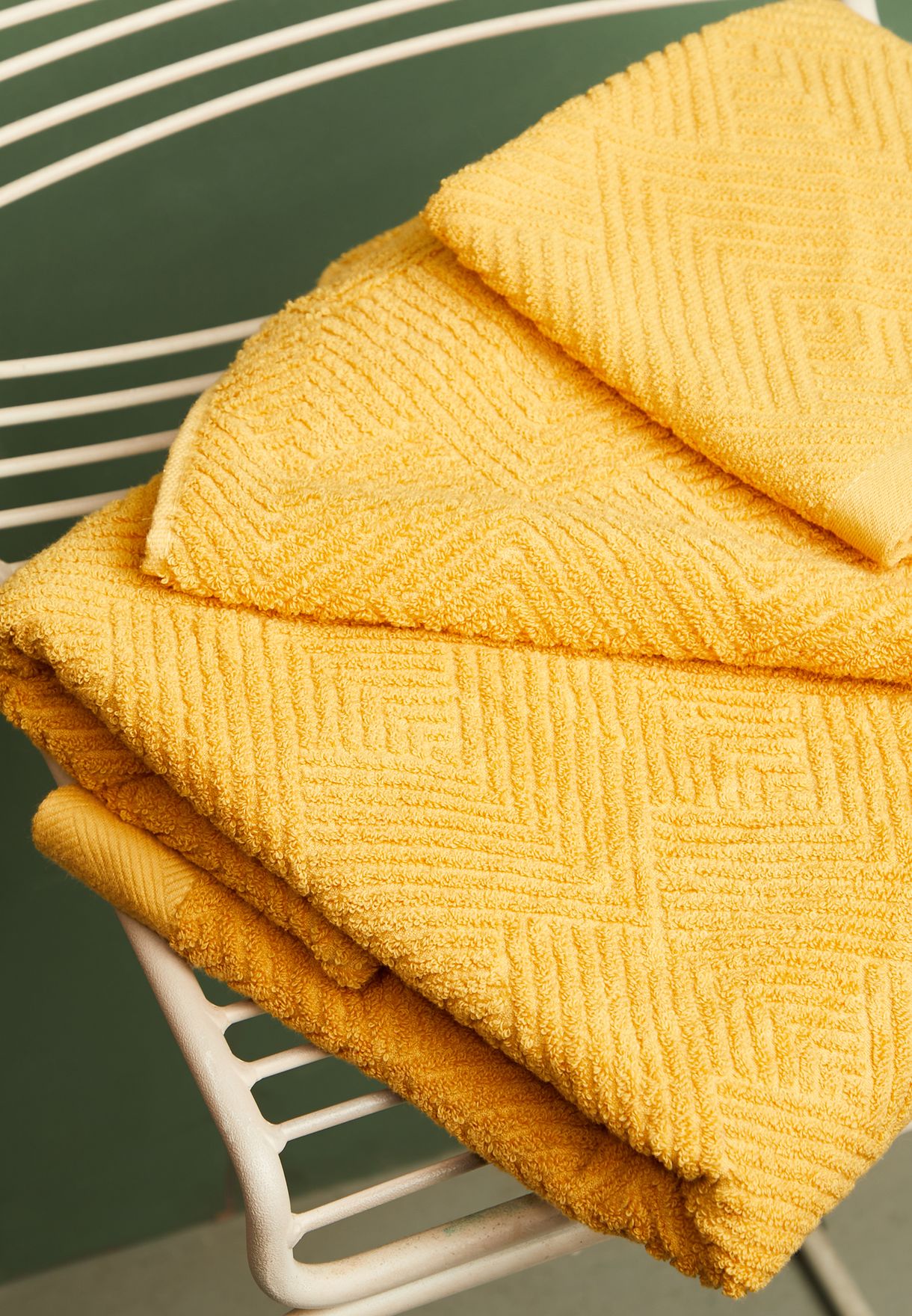 Yellow Set Of 3 Face Hand & Bath Towel