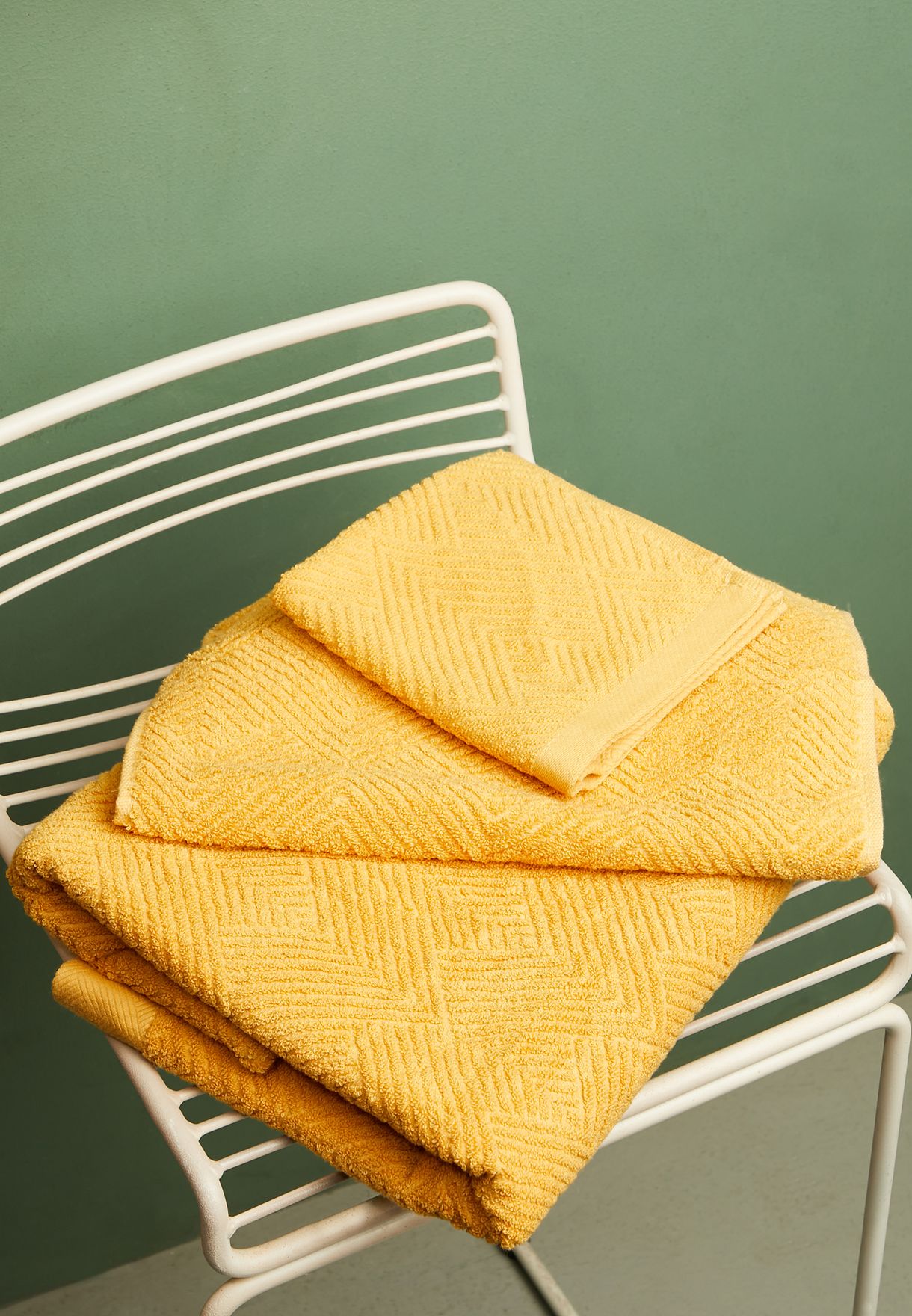 Yellow Set Of 3 Face Hand & Bath Towel