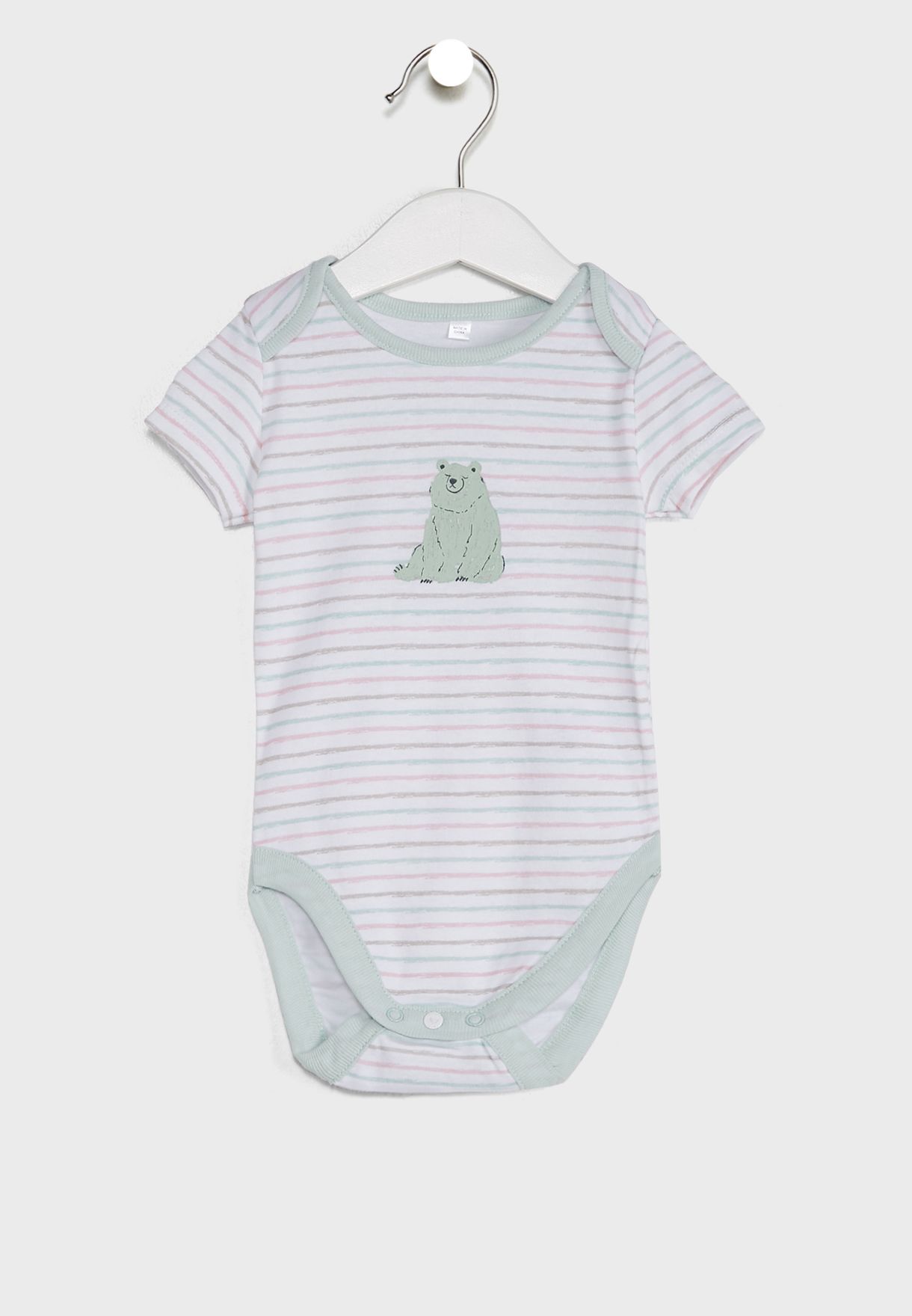 Infant Bear Print Sleepsuit, Bodysuit, Hat And Bib Set