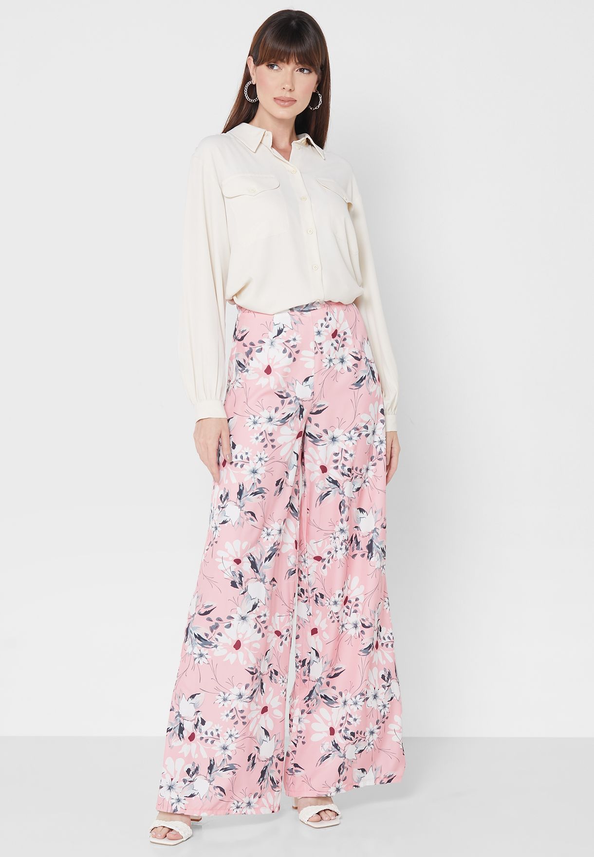 Flared Floral Print Pants