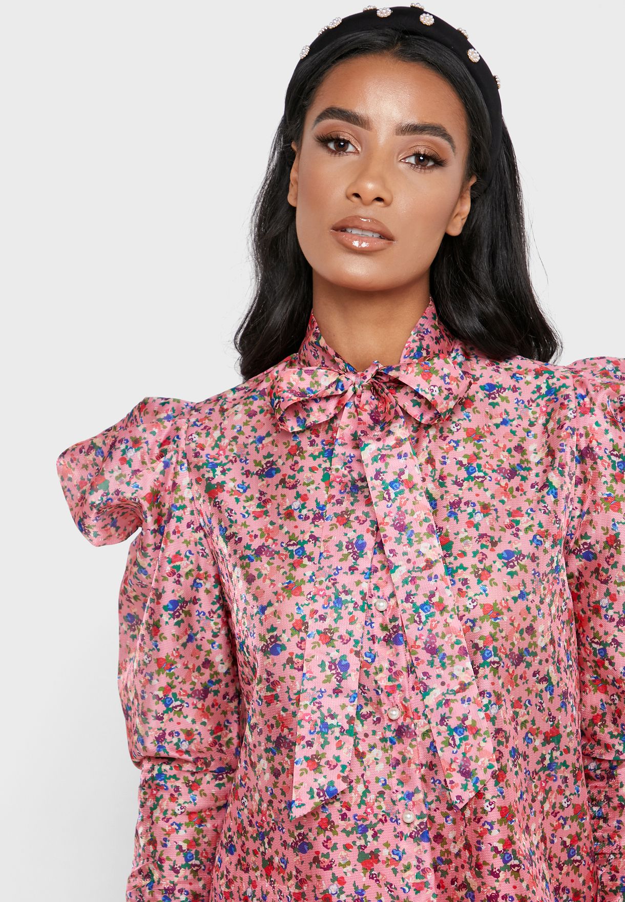 Buy Sister Jane prints Tie Neck Floral Print Puff Sleeve Shirt for ...
