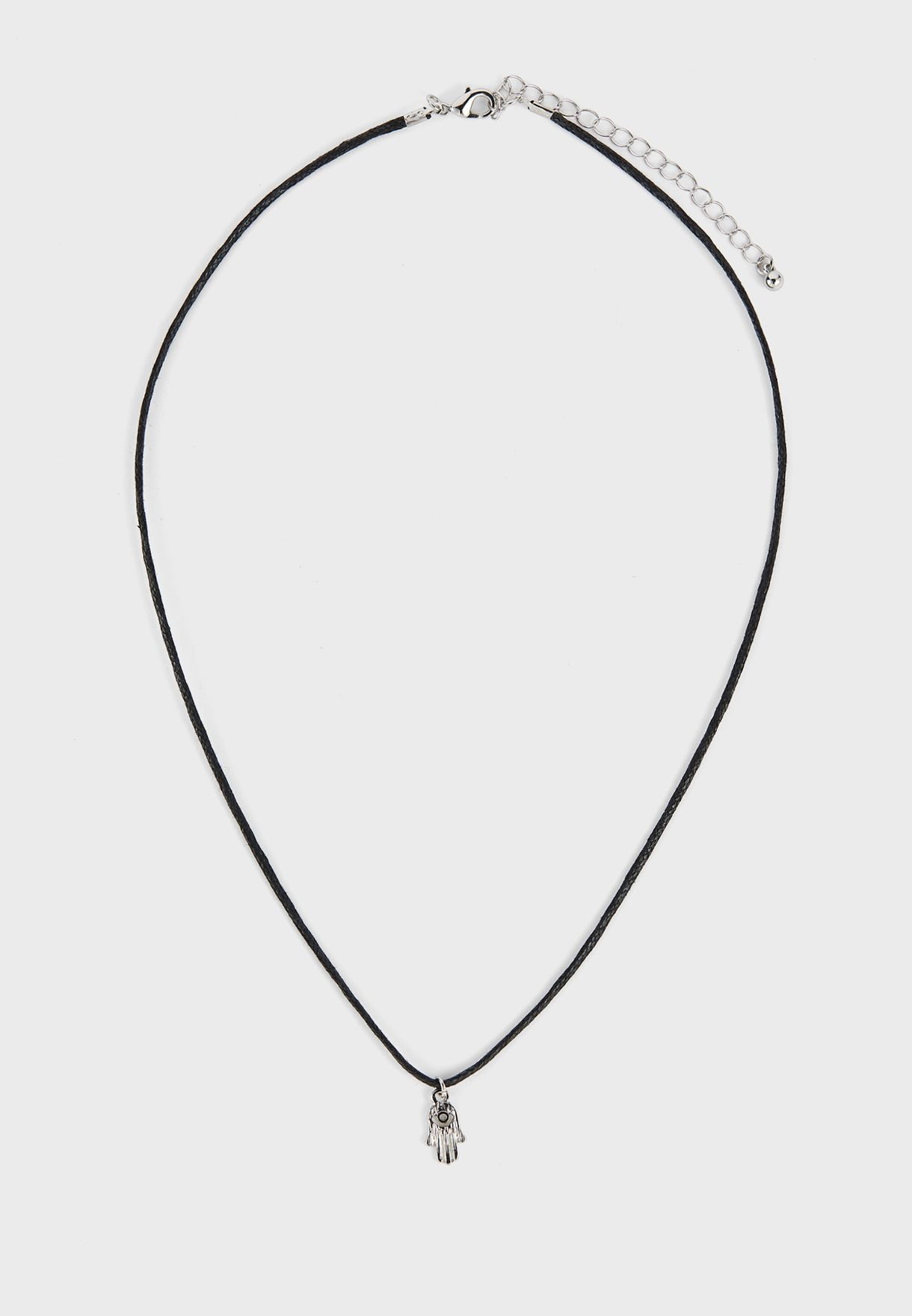 Hamsa Pendant Cord Necklace