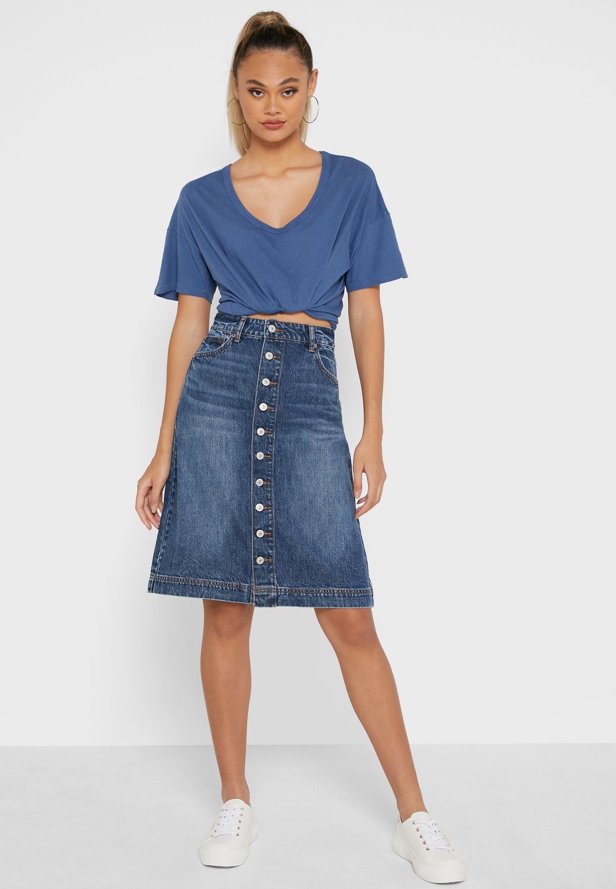 american eagle long jean skirts