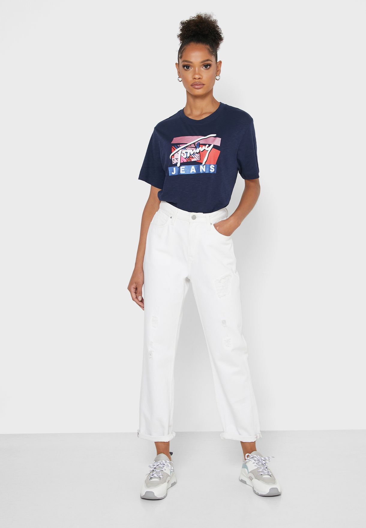 Buy Tommy Jeans navy Graphic Logo T-Shirt for Women in ...