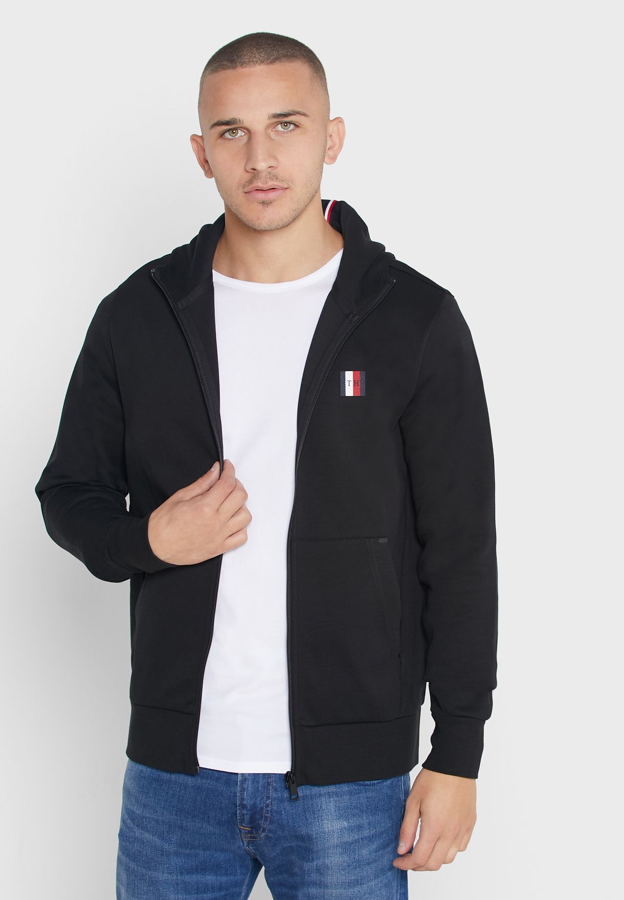 tommy hilfiger black zip up hoodie