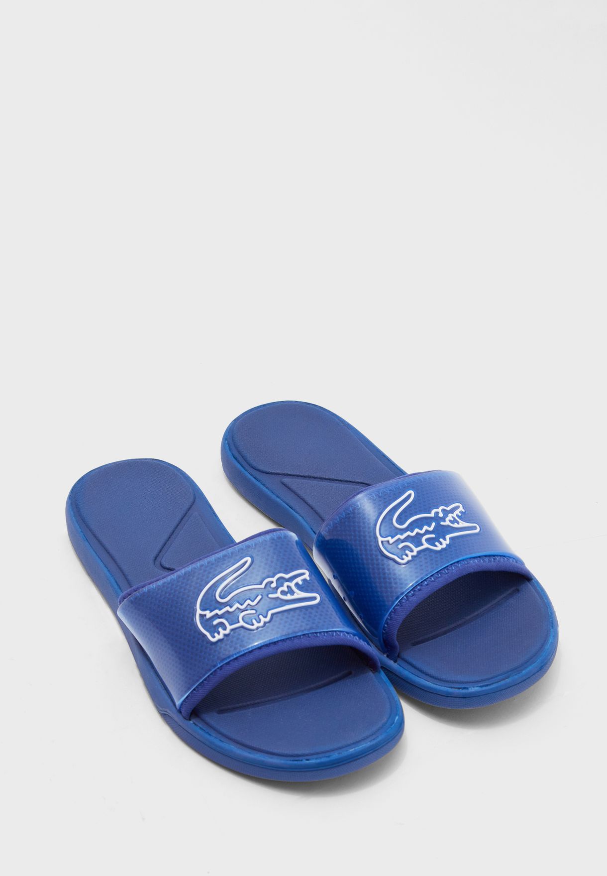 lacoste blue sliders