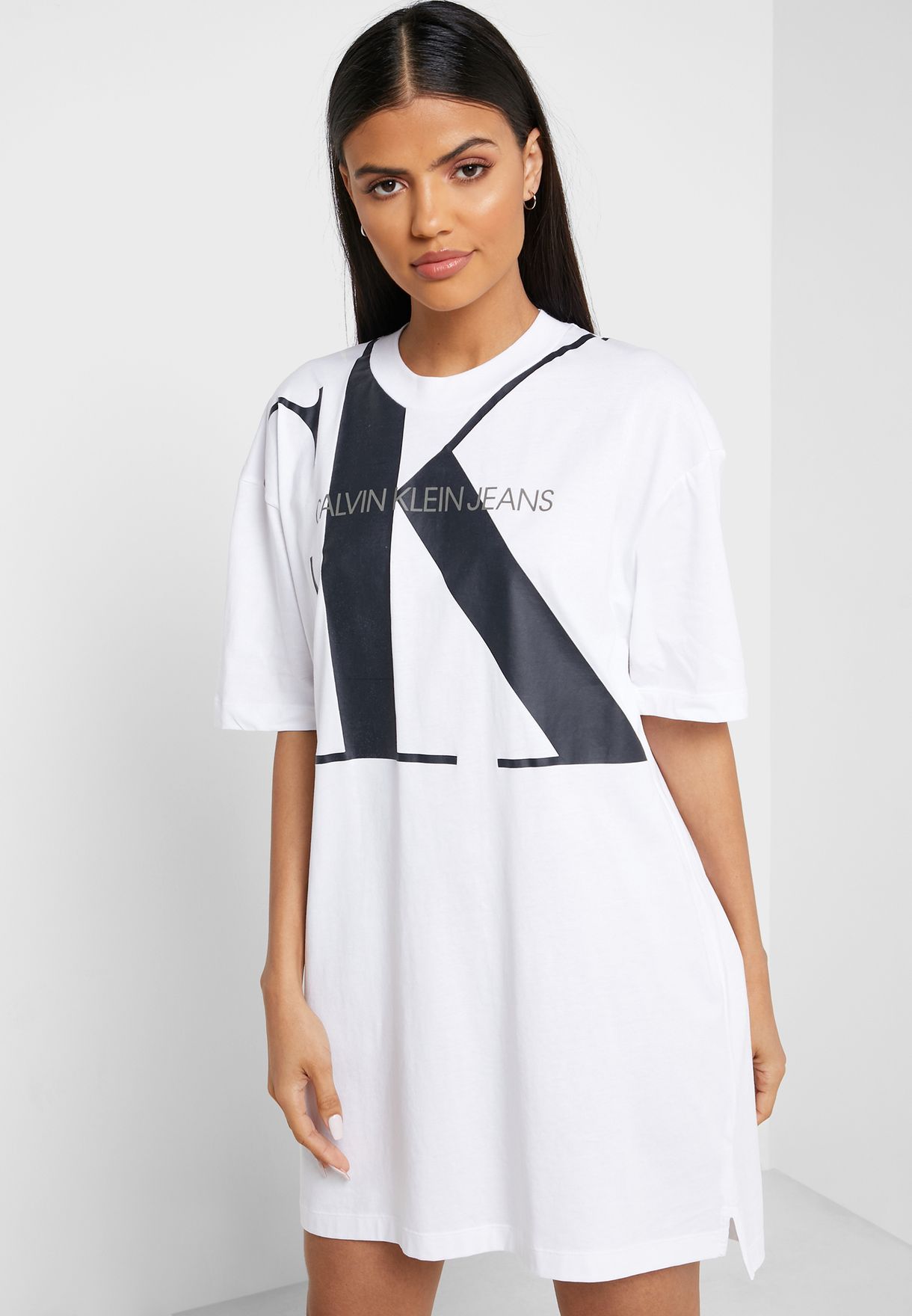 Buy Calvin Klein Jeans white Logo Oversized T-Shirt Dress for Women in  Muscat, Salalah