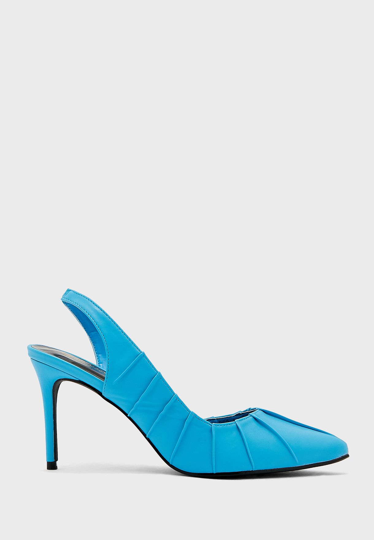 Pleat Detail Slingback Pointed Pump Blue 