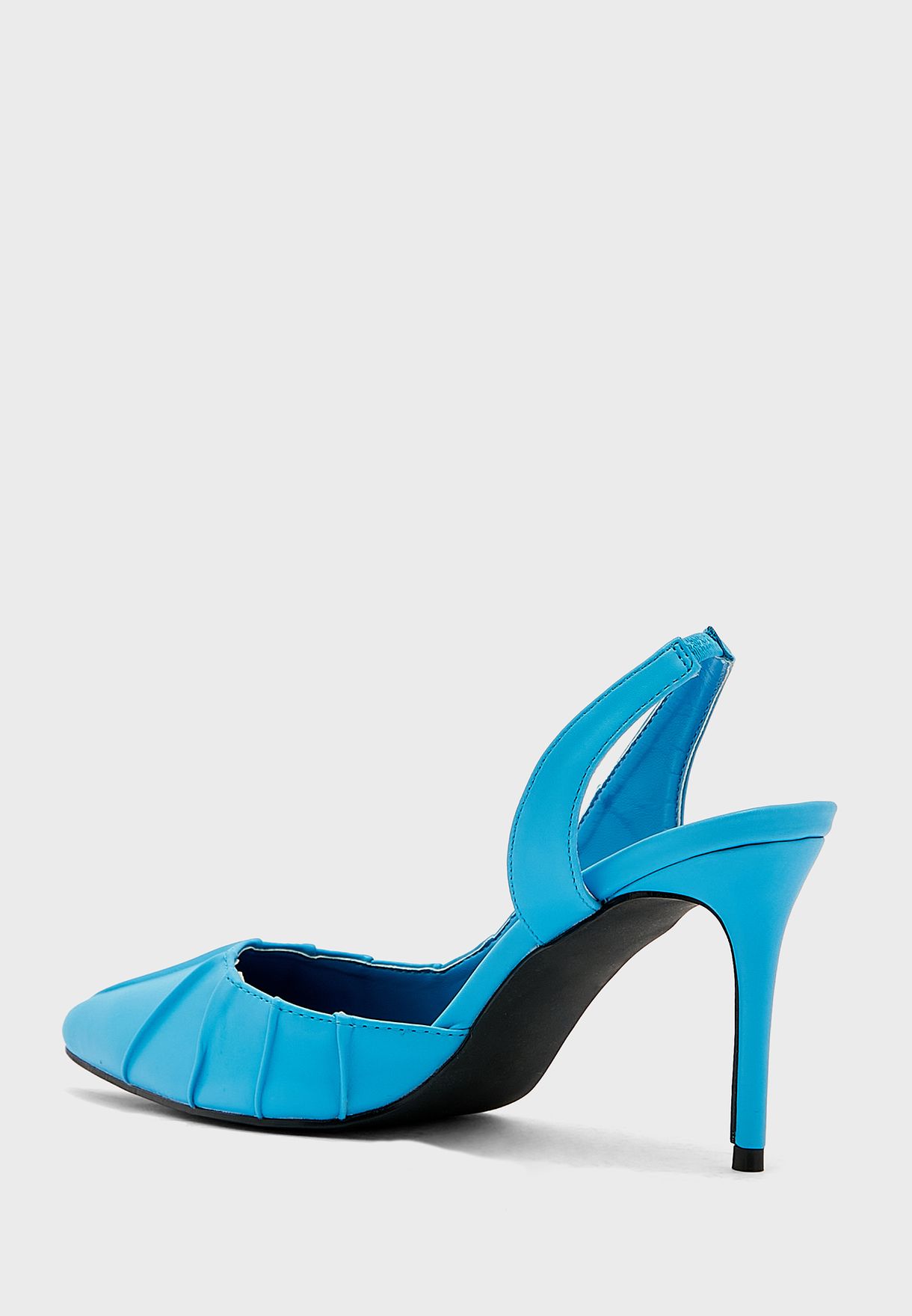 Pleat Detail Slingback Pointed Pump Blue 