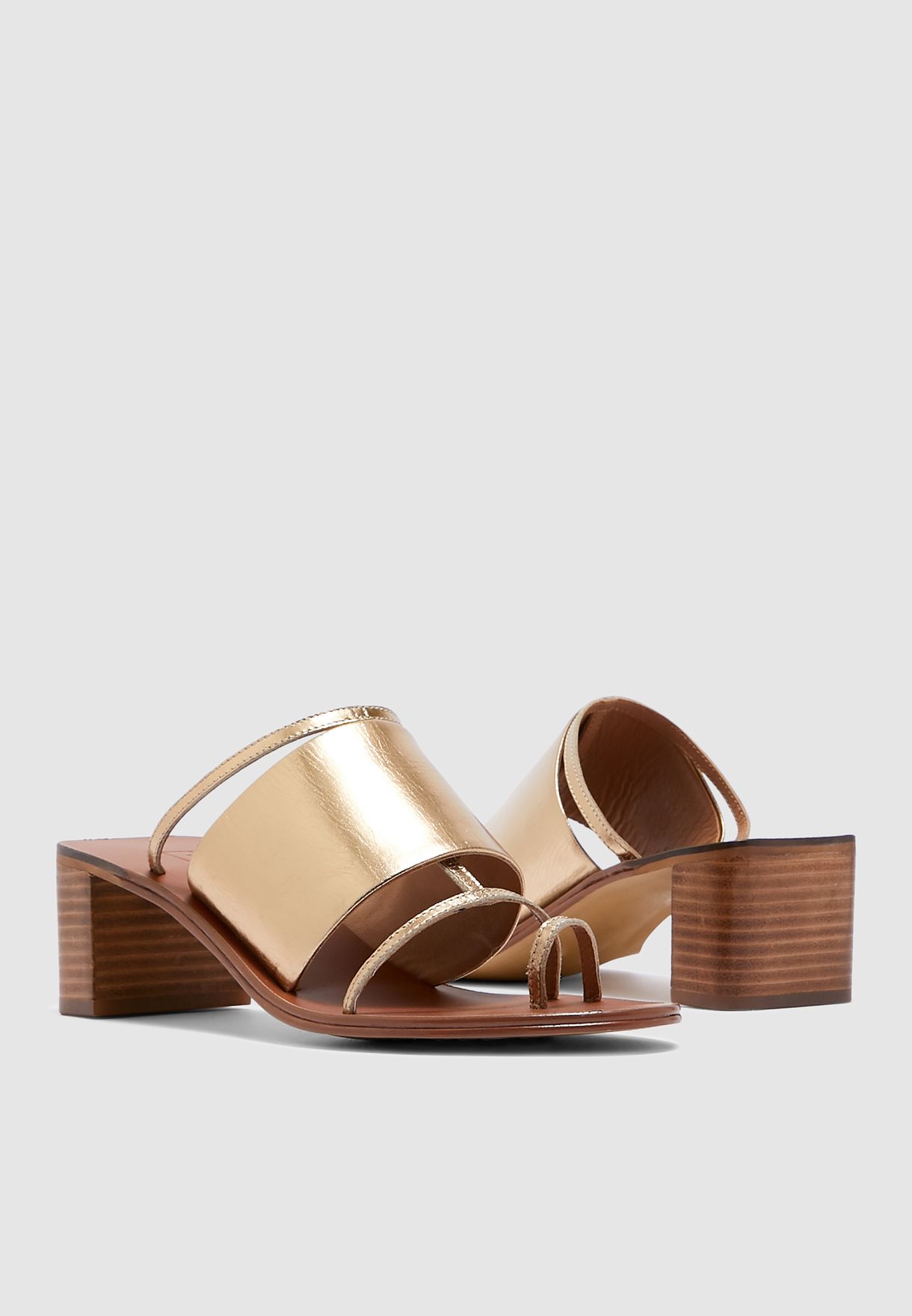 gold mule sandals